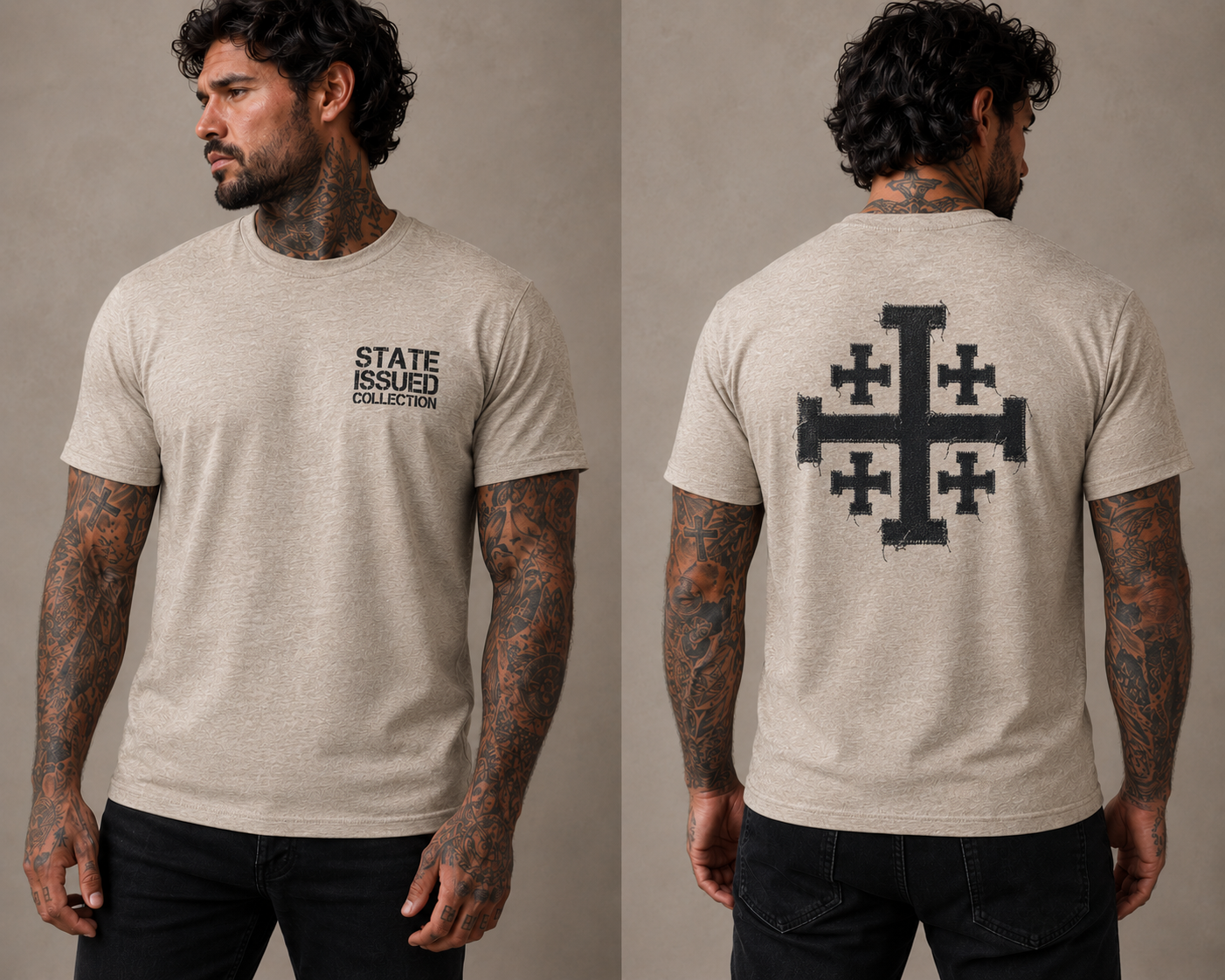 State Issued Collection "Jerusalem Cross" Sand Fitted T-shirt